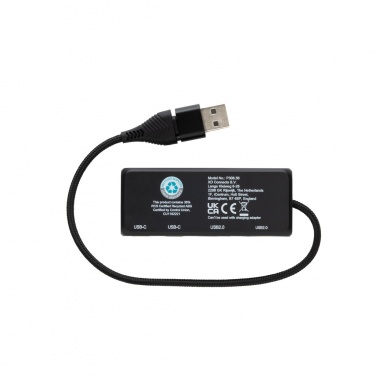 Logo trade promotional items picture of: Link RCS recycled plastic and bamboo dual Input USB hub