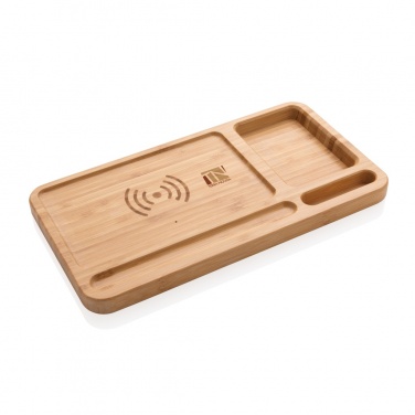 Logotrade promotional merchandise picture of: Bamboo desk organiser 5W wireless charger