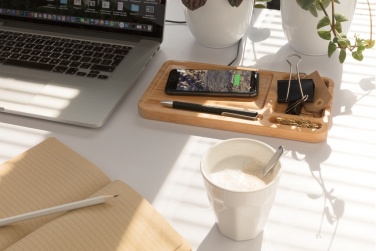 Logotrade promotional item picture of: Bamboo desk organiser 5W wireless charger