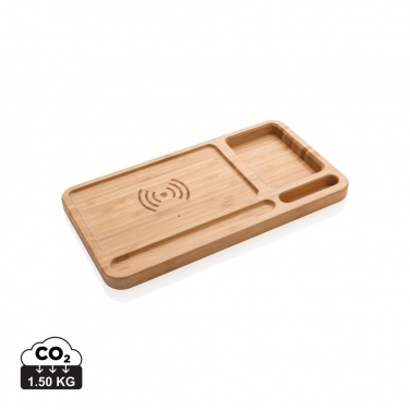 Logo trade business gift photo of: Bamboo desk organiser 5W wireless charger