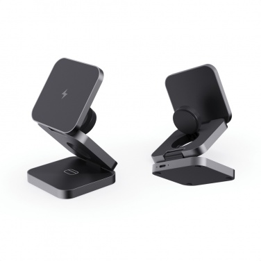 Logotrade corporate gift image of: Terra RCS recycled aluminum foldable 3 in 1 15W charger