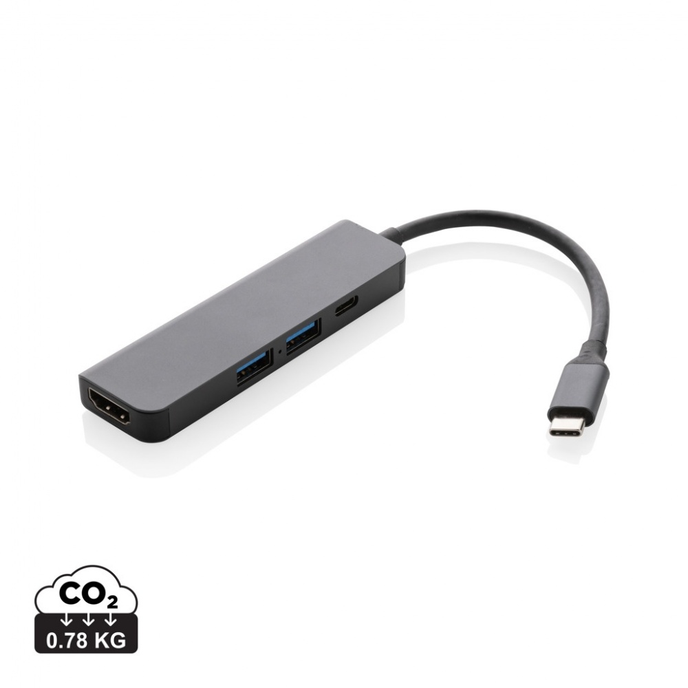 Logo trade promotional products image of: Terra RCS recycled aluminum hub with HDMI input