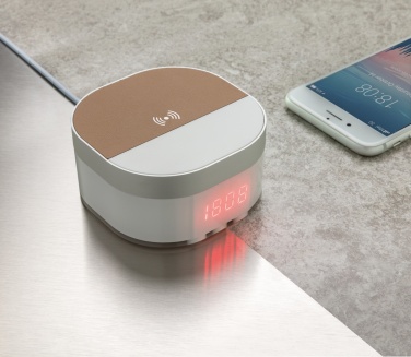 Logo trade promotional gift photo of: Aria 5W Wireless Charging Digital Clock