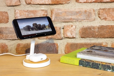 Logo trade advertising products picture of: Ontario RCS rplastic 15W magnetic charging 2 in 1 stand