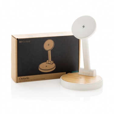 Logo trade promotional giveaway photo of: Ontario RCS rplastic 15W magnetic charging 2 in 1 stand