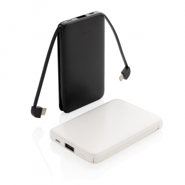Logo trade promotional gifts picture of: 5.000 mAh Pocket Powerbank with integrated cables