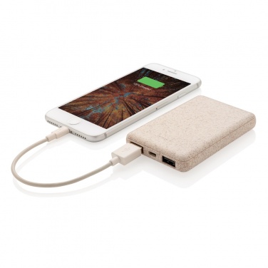 Logotrade promotional product image of: Wheat Straw 5.000 mAh Pocket Powerbank