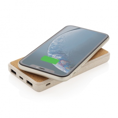 Logotrade corporate gifts photo of: Cork and Wheat Straw 8.000 mAh 5W wireless powerbank