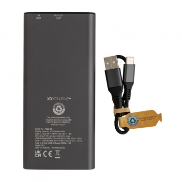 Logotrade promotional item picture of: Terra RCS recycled 20W aluminium powerbank 20.000 mAh