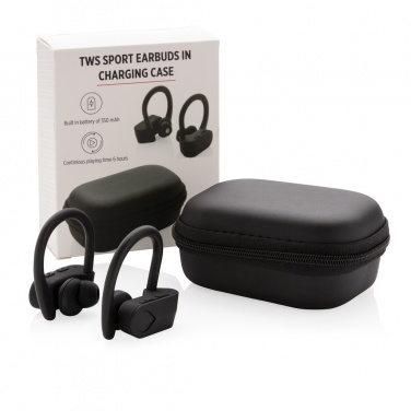 Logo trade corporate gift photo of: TWS sport earbuds in charging case