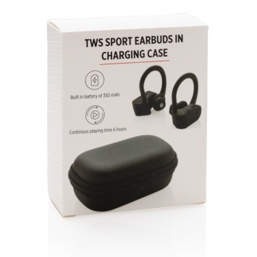 Logo trade promotional products image of: TWS sport earbuds in charging case