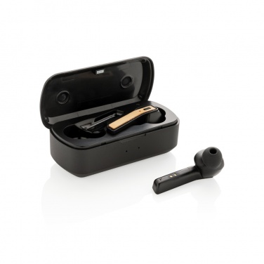 Logotrade promotional merchandise picture of: Bamboo Free Flow TWS earbuds in case