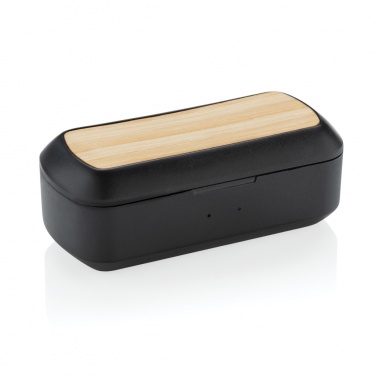 Logo trade promotional giveaways image of: Bamboo Free Flow TWS earbuds in case
