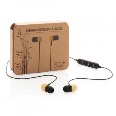 Logotrade promotional merchandise image of: Bamboo wireless earbuds