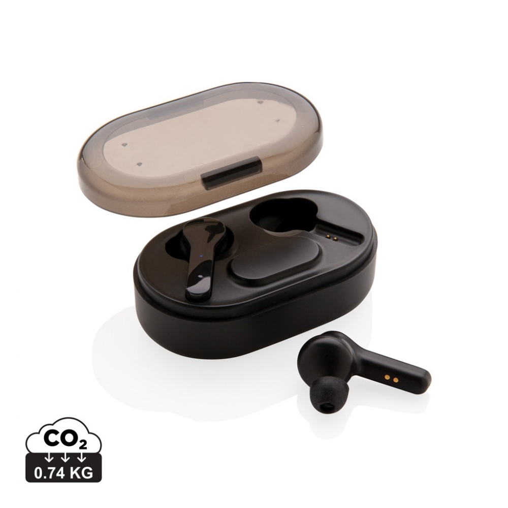 Logo trade promotional products image of: Light up logo TWS earbuds in charging case