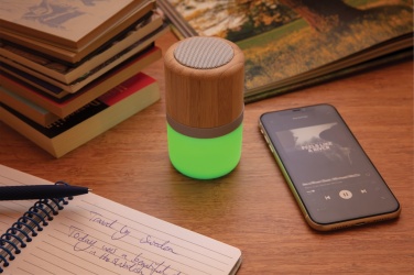 Logotrade advertising products photo of: Bamboo colour changing 3W speaker light