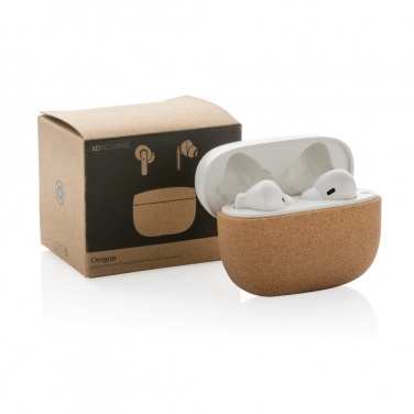 Logotrade corporate gift image of: Oregon RCS recycled plastic and cork TWS earbuds