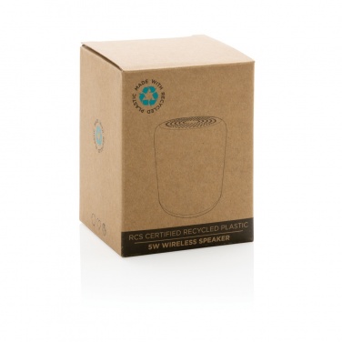 Logo trade promotional merchandise picture of: RCS certified recycled plastic 5W Wireless speaker