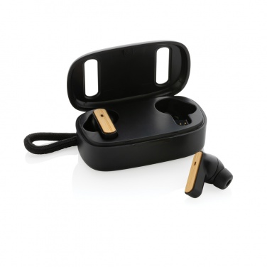 Logotrade promotional items photo of: RCS recycled plastic & bamboo TWS earbuds