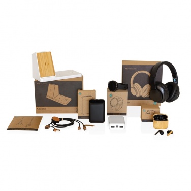 Logotrade promotional products photo of: Bamboo TWS earbuds with RCS recycled plastic