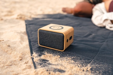 Logo trade corporate gifts picture of: RCS Rplastic 3W speaker with bamboo 5W wireless