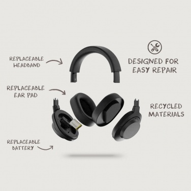 Logo trade corporate gifts image of: Irvine RCS recycled and repairable ANC wireless headphone