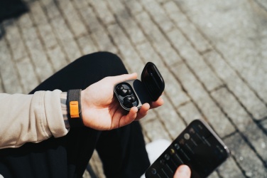 Logo trade promotional merchandise photo of: Lakewood RCS recycled and repairable wireless earbuds