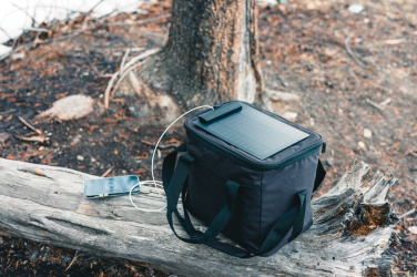 Logo trade advertising products picture of: Pedro AWARE™ RPET deluxe cooler bag with 5W solar panel