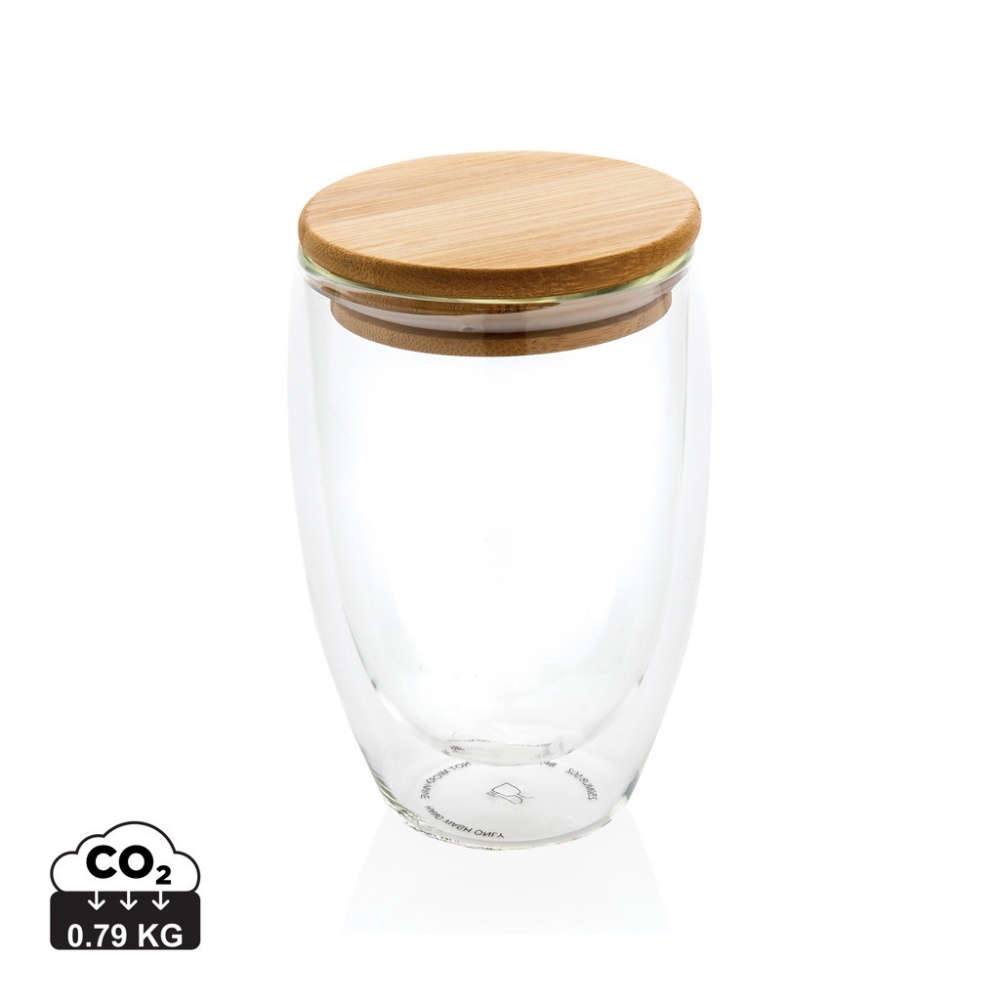 Logotrade business gifts photo of: Double wall borosilicate glass with bamboo lid 350ml