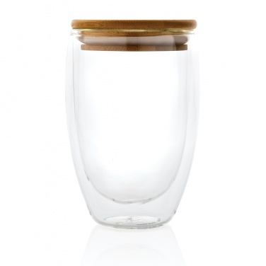 Logotrade advertising products photo of: Double wall borosilicate glass with bamboo lid 350ml