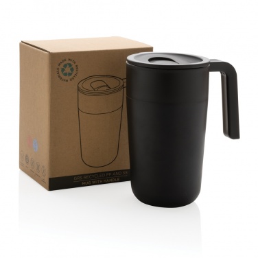 Logo trade promotional merchandise picture of: GRS Recycled PP and SS mug with handle