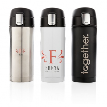 Logo trade corporate gifts image of: RCS Recycled stainless steel easy lock vacuum mug
