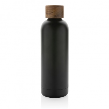 Logo trade promotional gifts picture of: Wood RCS certified recycled stainless steel vacuum bottle