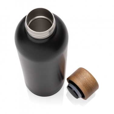 Logo trade promotional item photo of: Wood RCS certified recycled stainless steel vacuum bottle