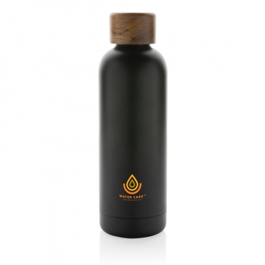 Logotrade promotional item image of: Wood RCS certified recycled stainless steel vacuum bottle