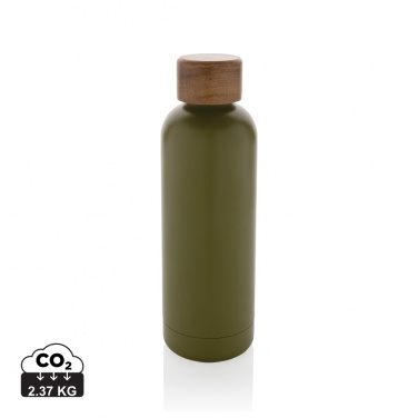 Logotrade promotional giveaway picture of: Wood RCS certified recycled stainless steel vacuum bottle