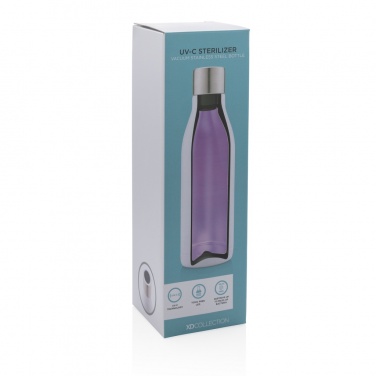 Logo trade promotional merchandise photo of: UV-C steriliser vacuum stainless steel bottle
