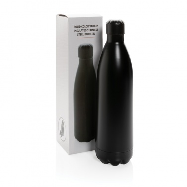 Logo trade promotional giveaways image of: Solid colour vacuum stainless steel bottle 1L