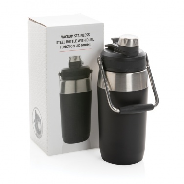 Logo trade promotional giveaways image of: Vacuum stainless steel dual function lid bottle 500ml