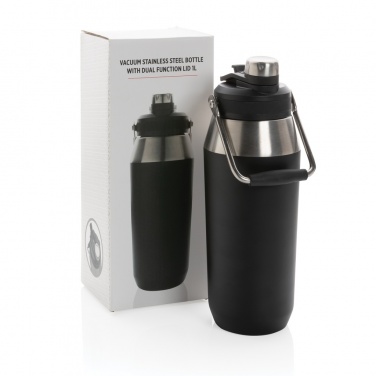 Logo trade advertising products image of: Vacuum stainless steel dual function lid bottle 1L
