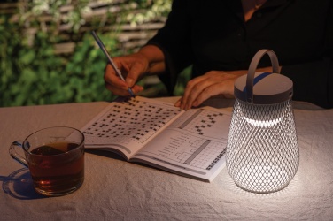 Logo trade promotional gift photo of: Aurora RCS recycled plastic USB re-chargeable table lamp