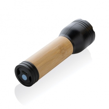 Logo trade advertising products image of: Lucid 3W RCS certified recycled plastic & bamboo torch