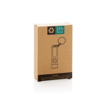 Logo trade promotional merchandise photo of: Globix RCS recycled plastic USB re-chargeable keychain torch