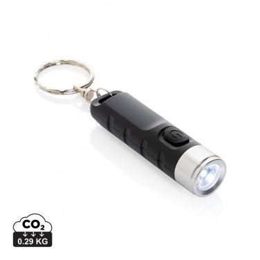 Logo trade promotional item photo of: Globix RCS recycled plastic USB re-chargeable keychain torch