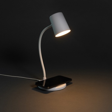 Logotrade promotional gift picture of: Zenara RCS recycled plastic and cork 15W wireless desk lamp