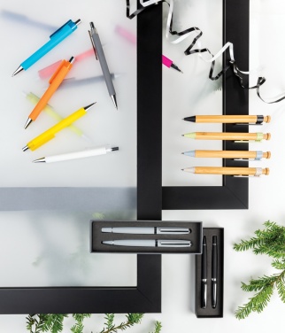 Logo trade promotional giveaways image of: Bamboo pen with wheatstraw clip