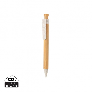 Logo trade promotional merchandise picture of: Bamboo pen with wheatstraw clip