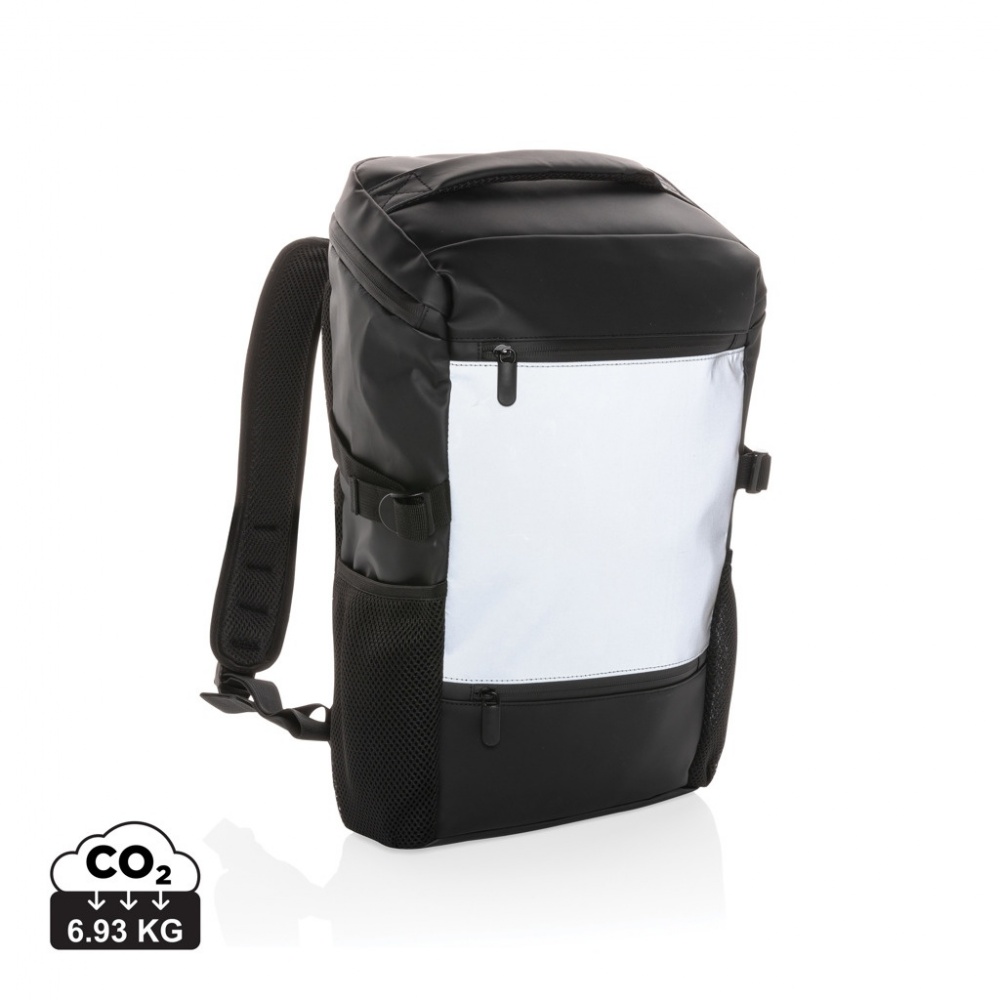 Logo trade promotional merchandise image of: PU high visibility easy access 15.6" laptop backpack