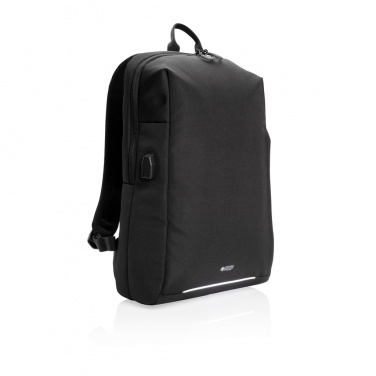 Logo trade promotional merchandise photo of: Swiss Peak AWARE™ RFID and USB A laptop backpack