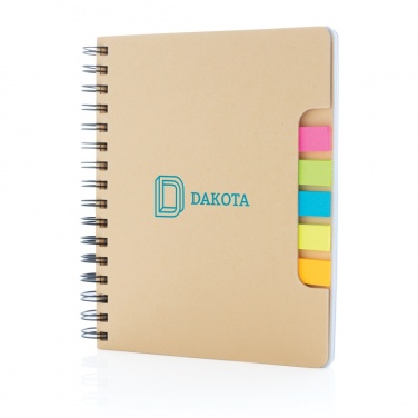 Logo trade promotional merchandise photo of: A5 Kraft spiral notebook with sticky notes